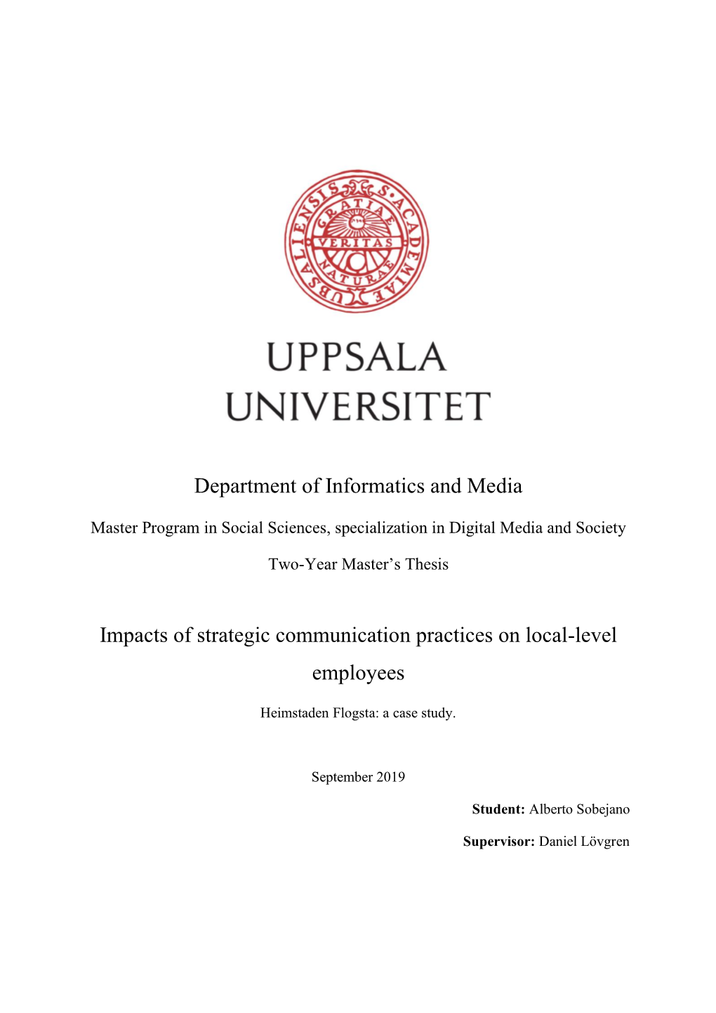 Department of Informatics and Media Impacts of Strategic Communication