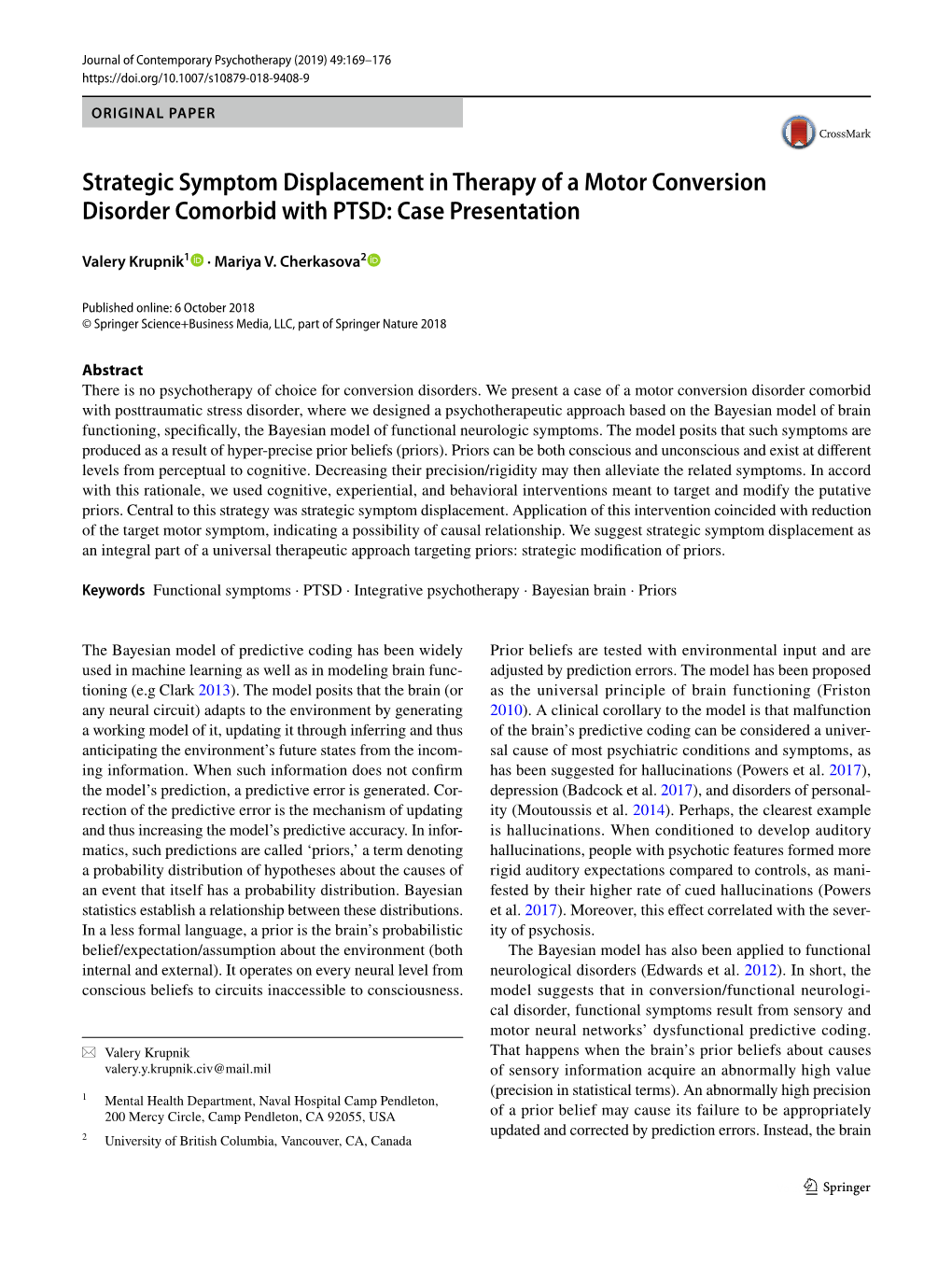 Strategic Symptom Displacement in Therapy of a Motor Conversion Disorder Comorbid with PTSD: Case Presentation