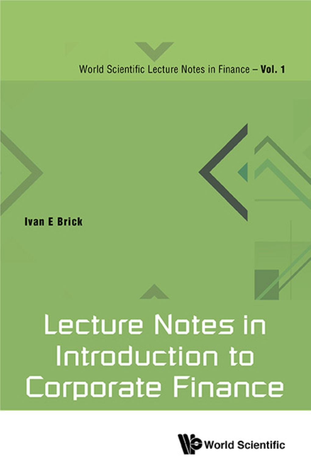 Lecture Notes in Introduction to Corporate Finance