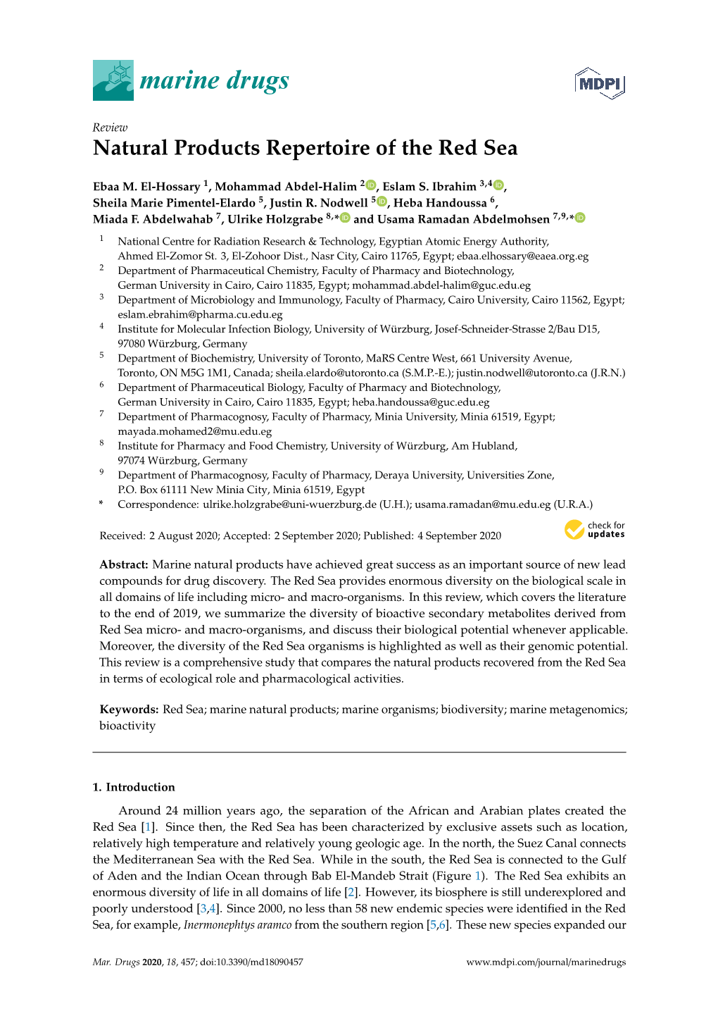 Natural Products Repertoire of the Red Sea