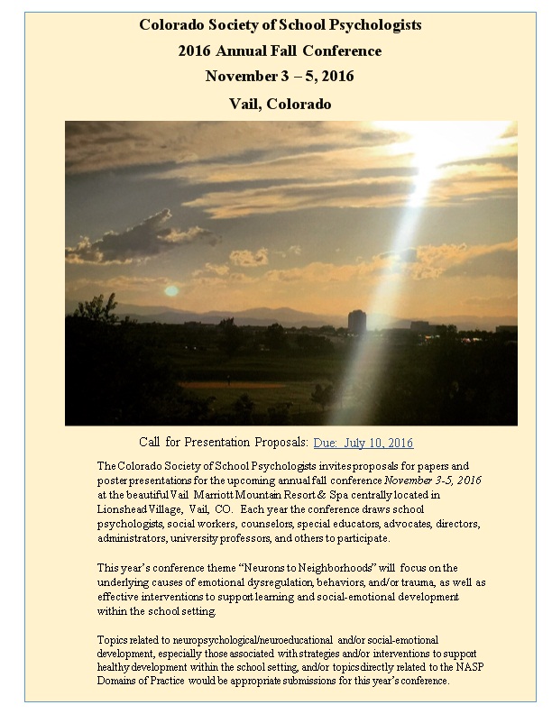 Call for Presentation Proposals: Due: July 10, 2016