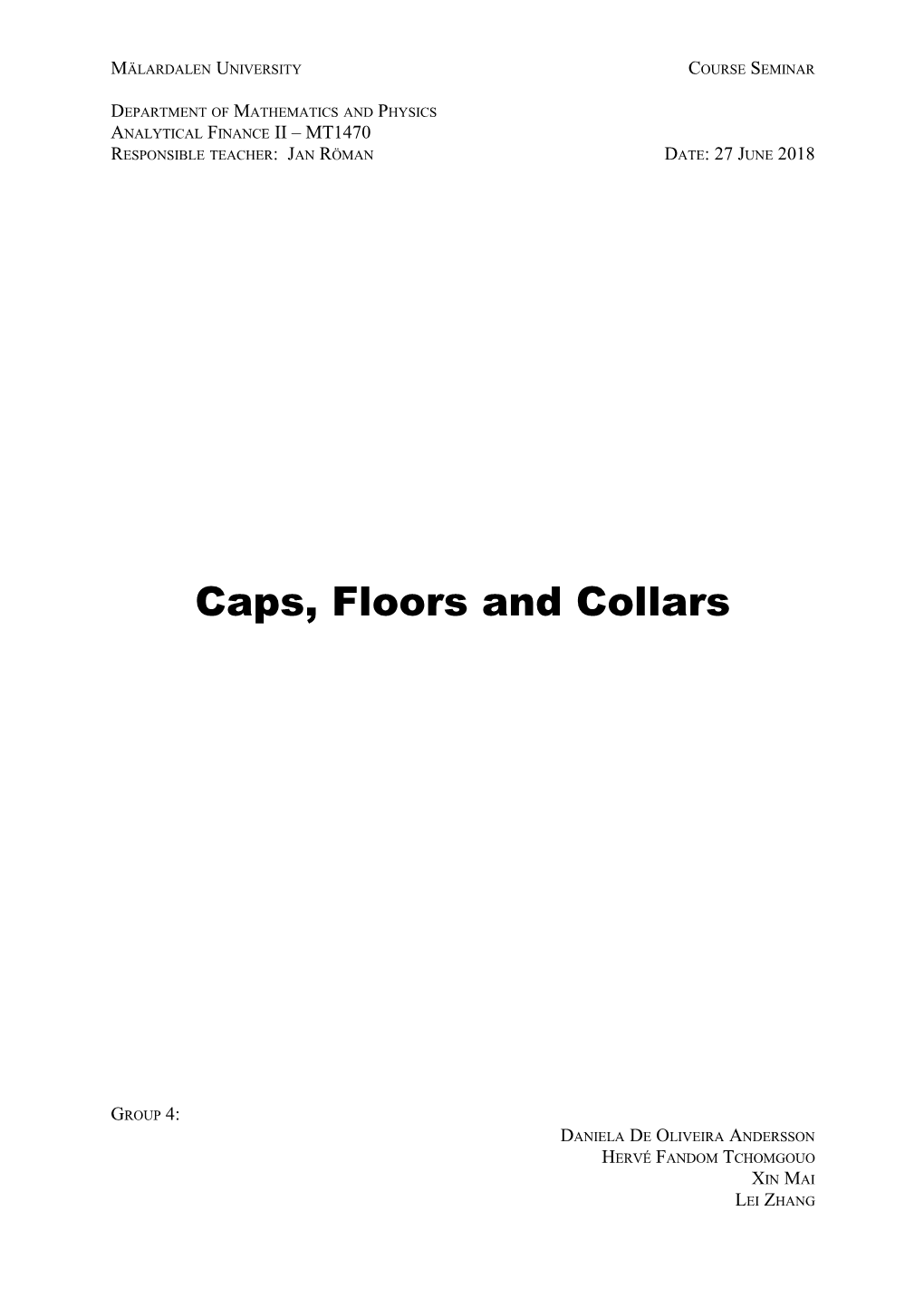 Caps, Floors and Collars
