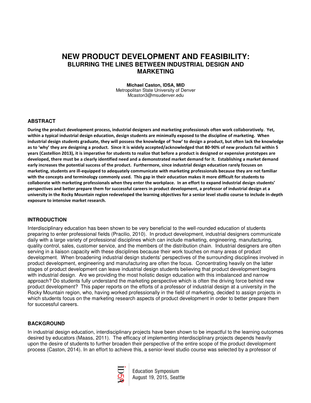 New Product Development and Feasibility: Blurring the Lines Between Industrial Design and Marketing
