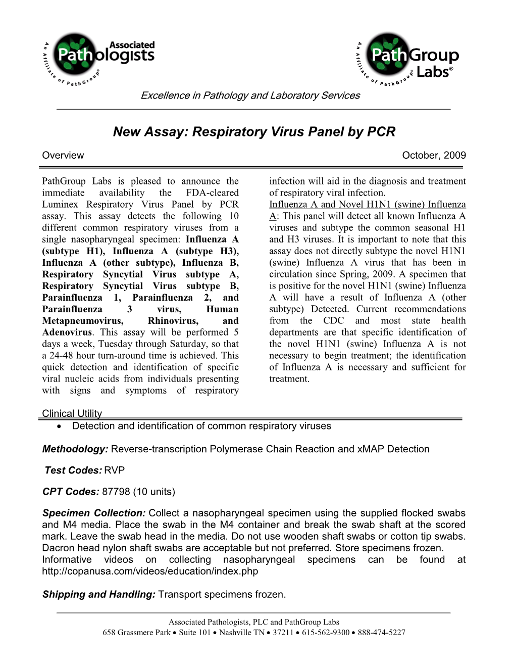 Respiratory Virus Panel by PCR