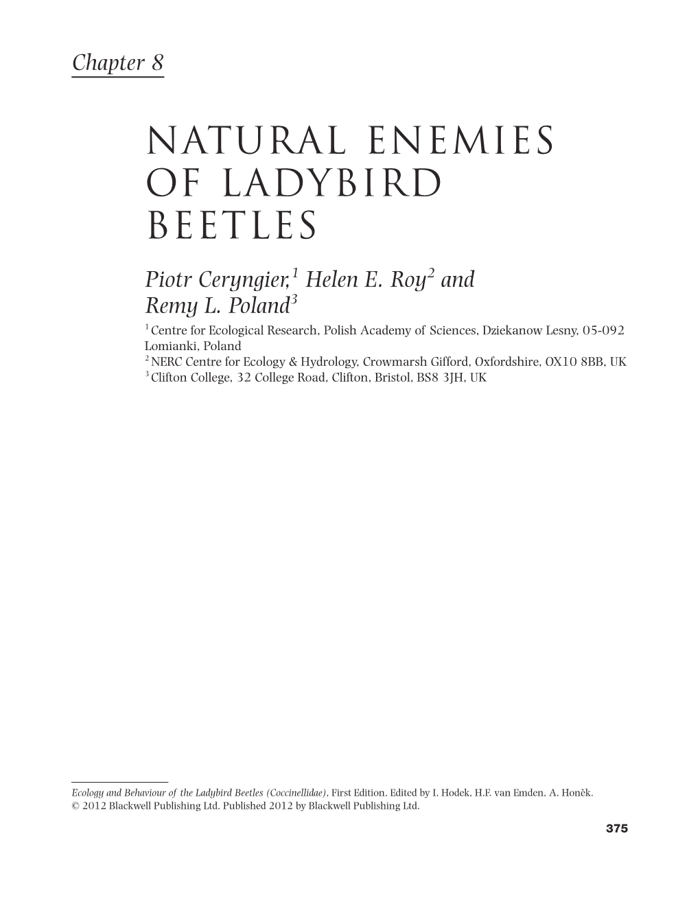 Natural Enemies of Ladybird Beetles