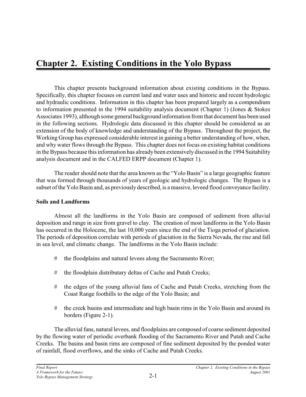 Chapter 2. Existing Conditions in the Yolo Bypass