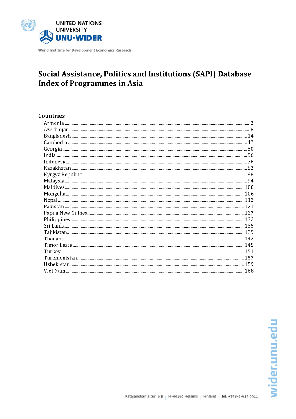 SAPI) Database Index of Programmes in Asia