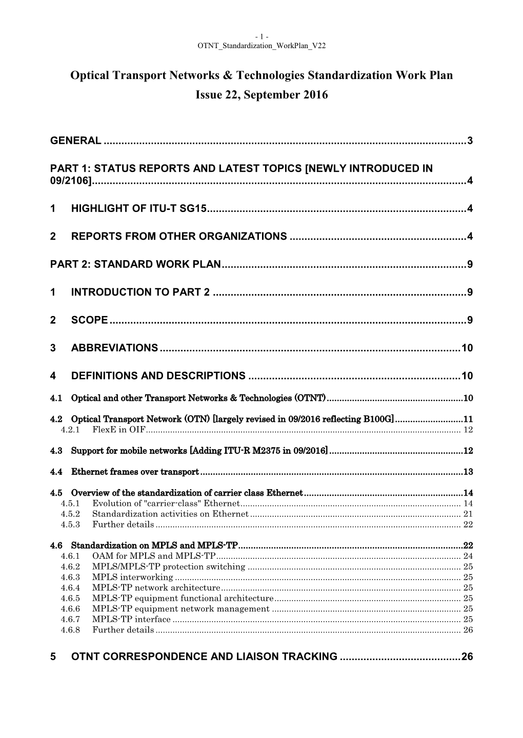 Optical Transport Networks & Technologies