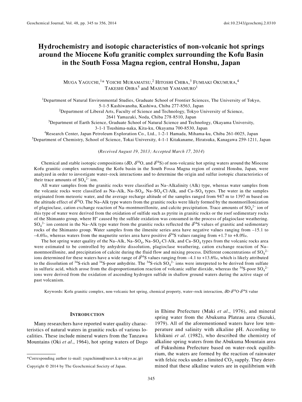 Hydrochemistry and Isotopic Characteristics of Non-Volcanic Hot