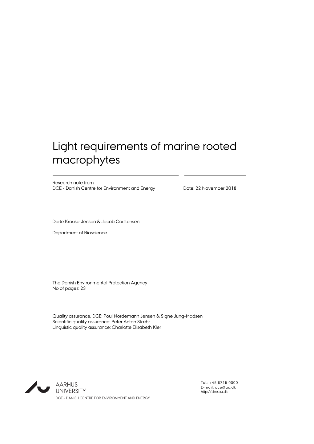 Light Requirements of Marine Rooted Macrophytes