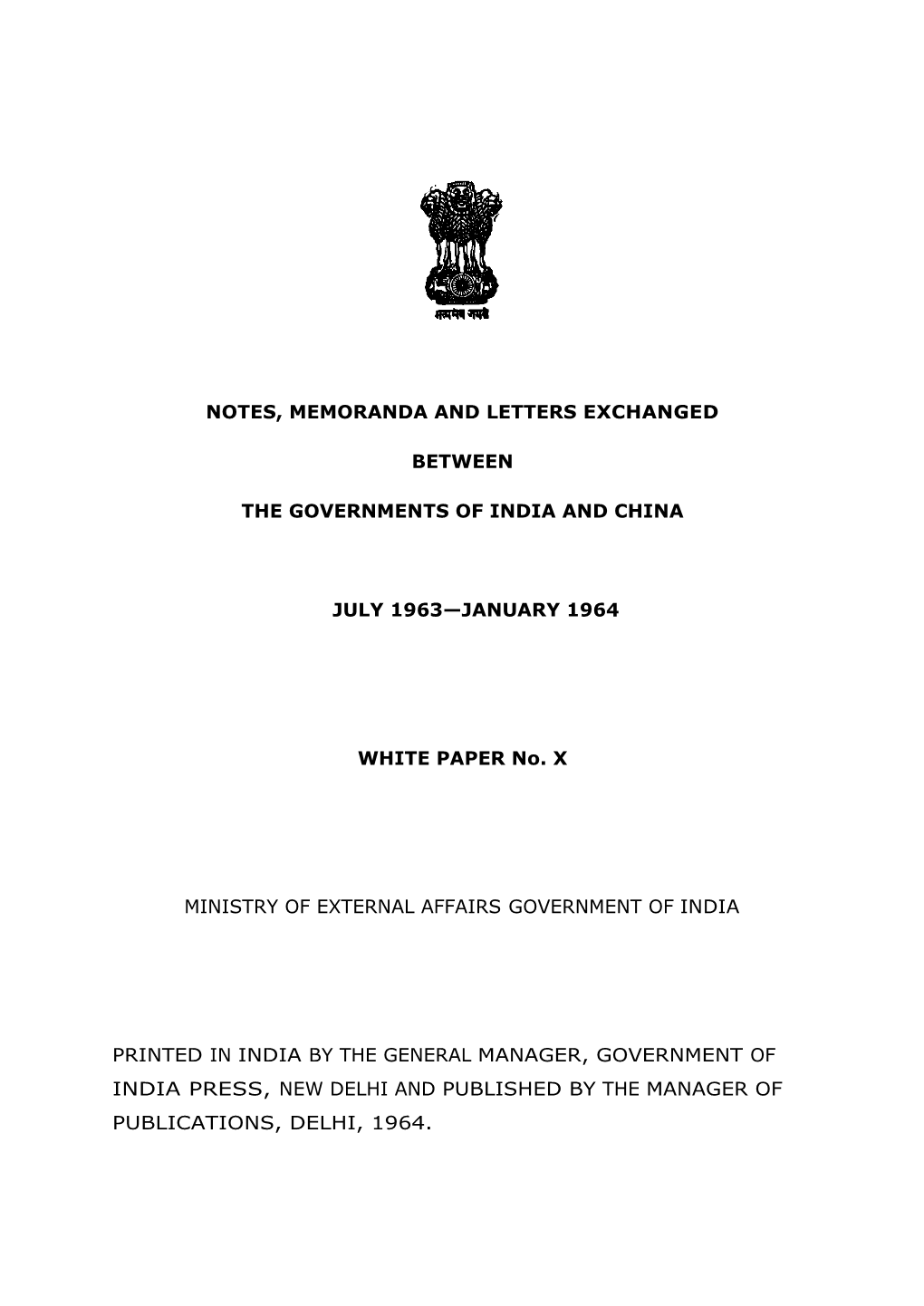 White Paper 10 (July 1963 – January 1964)
