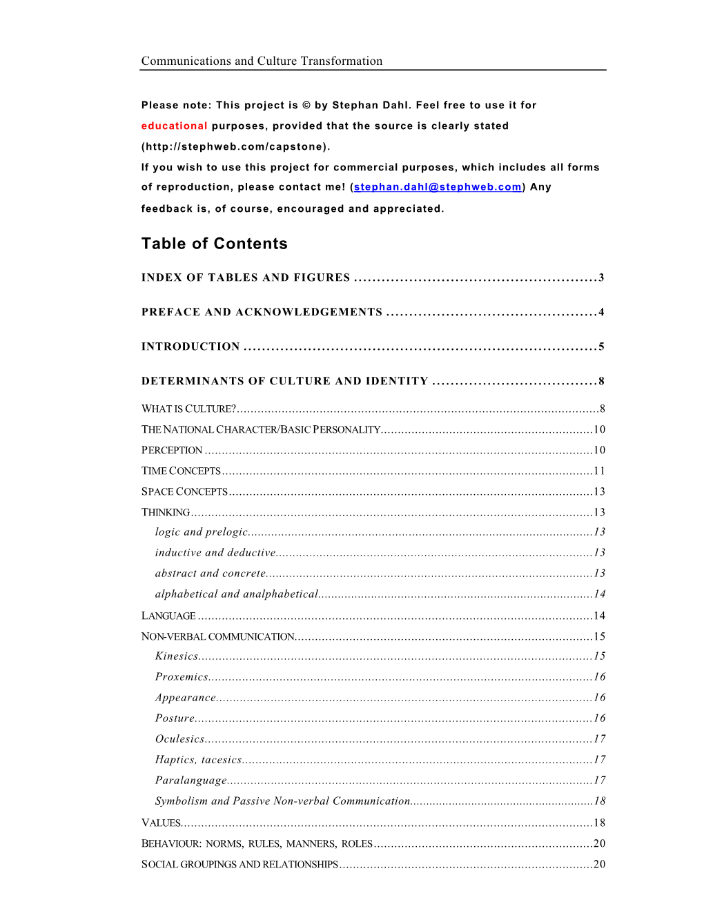 Table of Contents