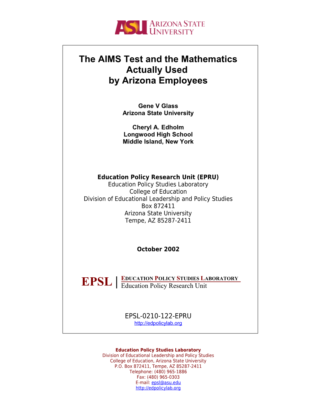 The AIMS Test and the Mathematics Actually Used by Arizona Employees