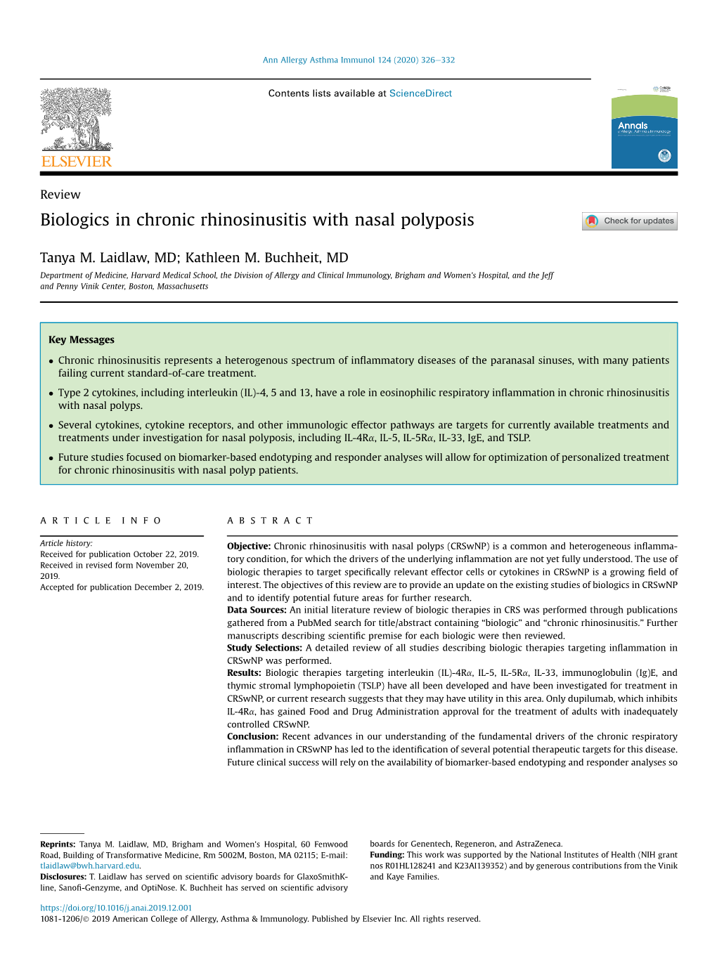 Biologics in Chronic Rhinosinusitis with Nasal Polyposis