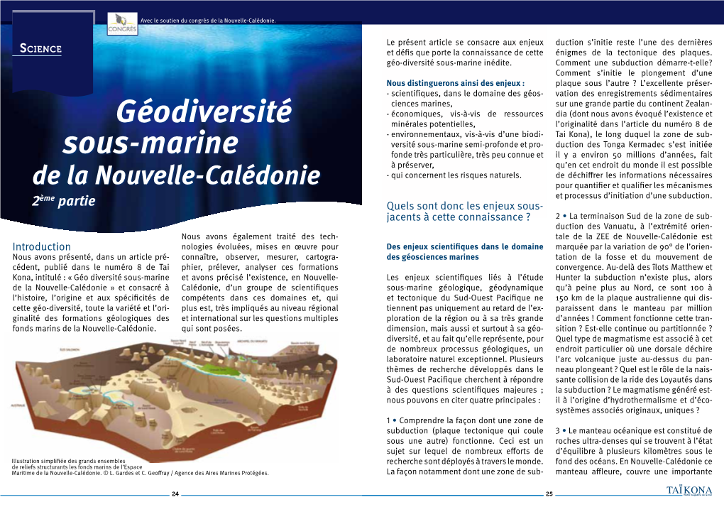 Géodiversité Sous-Marine De La Nouvelle-Calédonie ; 2Ème Partie