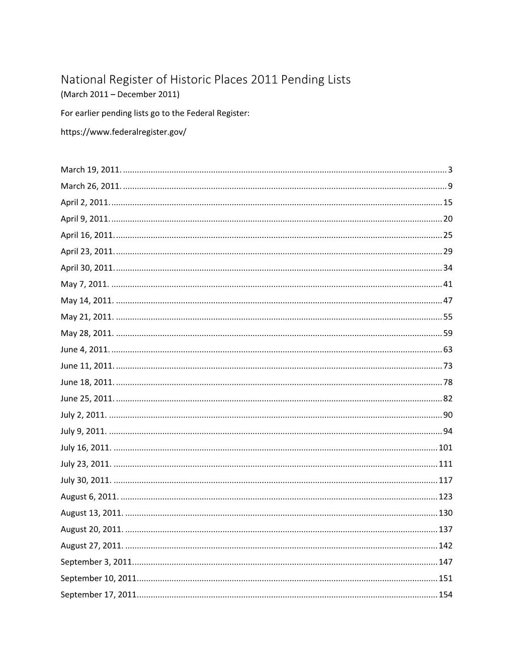 National Register of Historic Places Pending