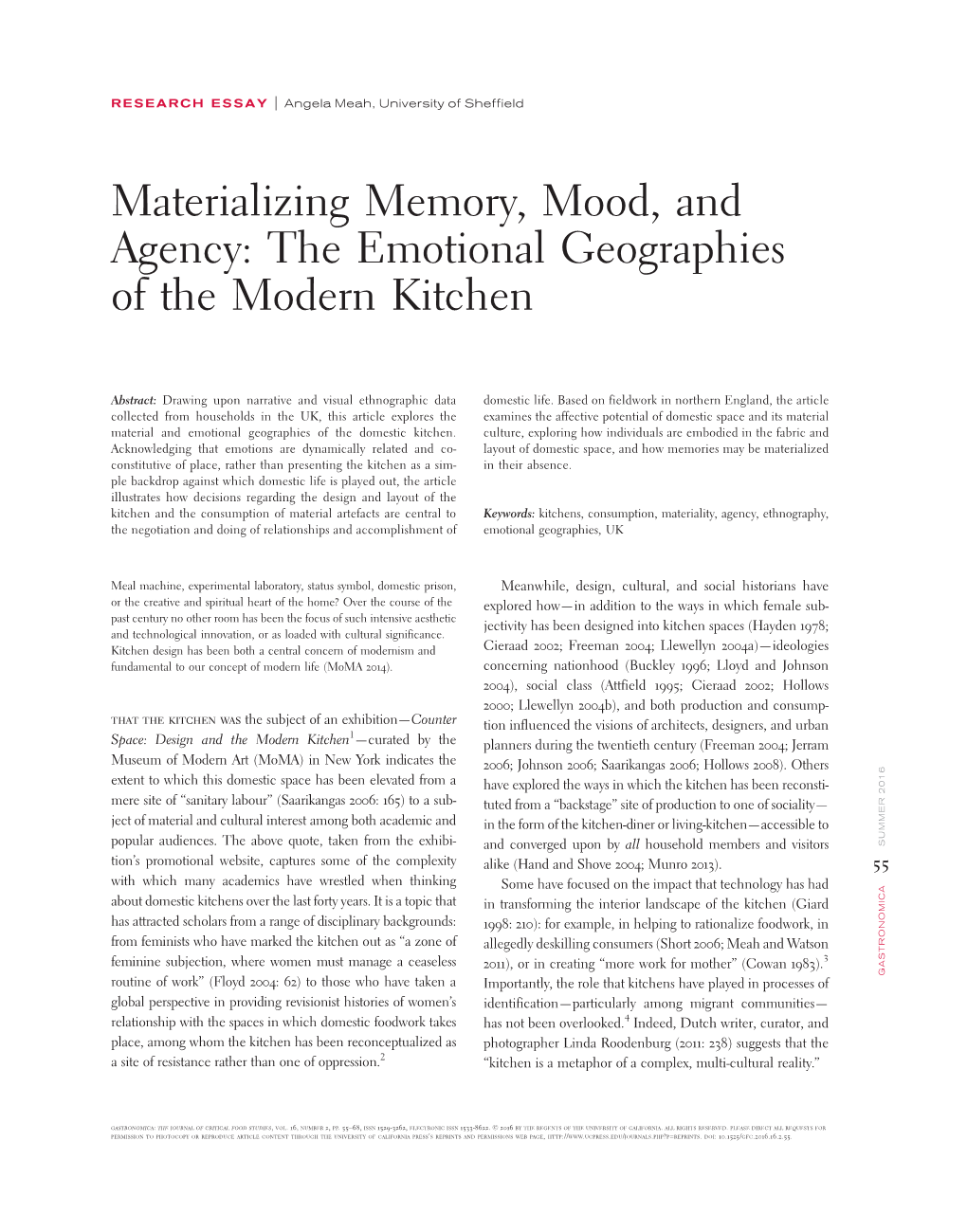 The Emotional Geographies of the Modern Kitchen