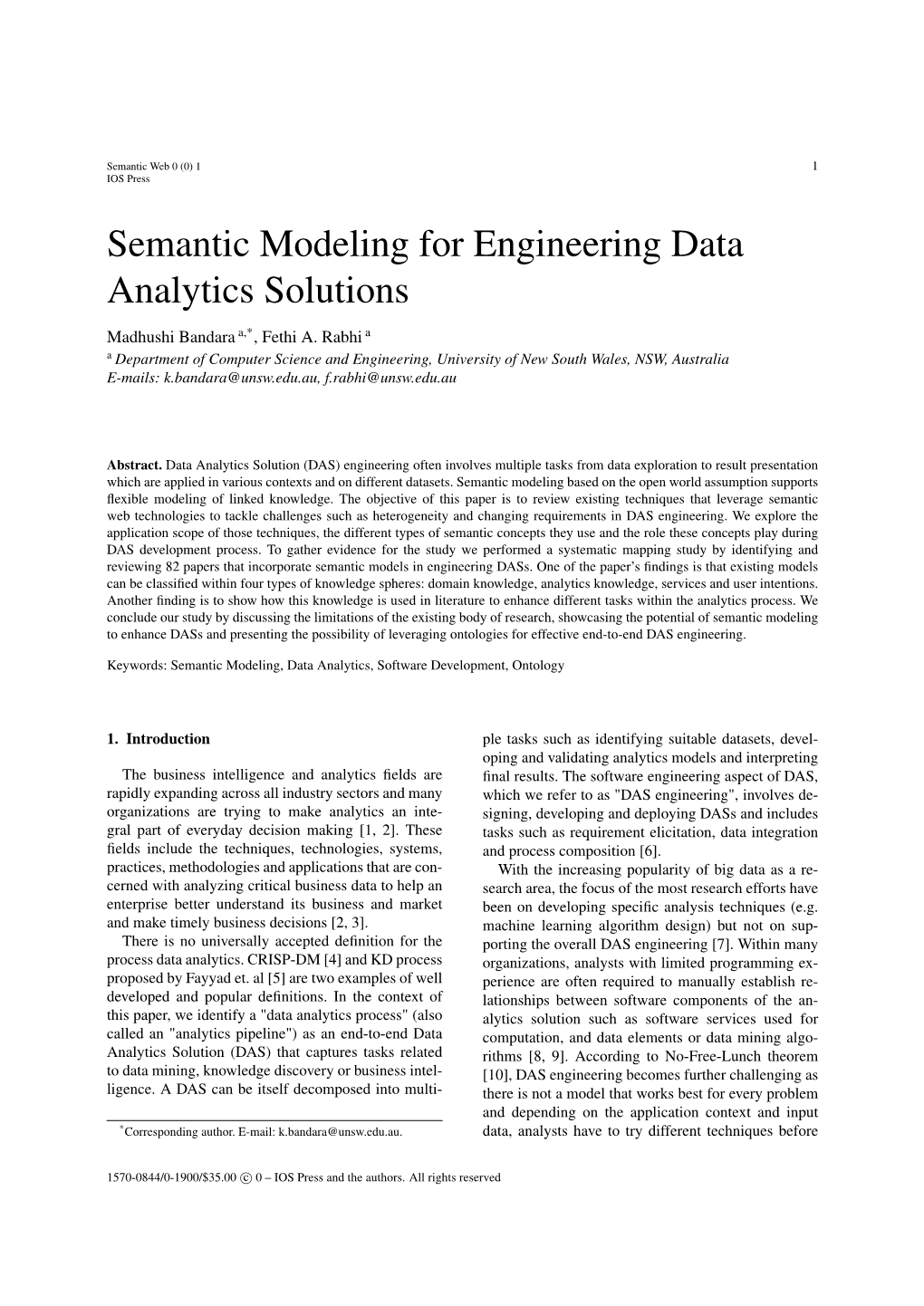 Semantic Modeling for Engineering Data Analytics Solutions