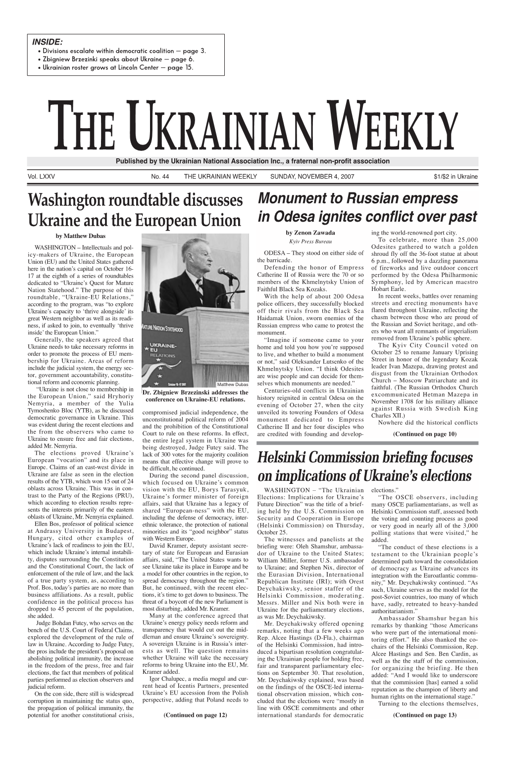 The Ukrainian Weekly 2007, No.44