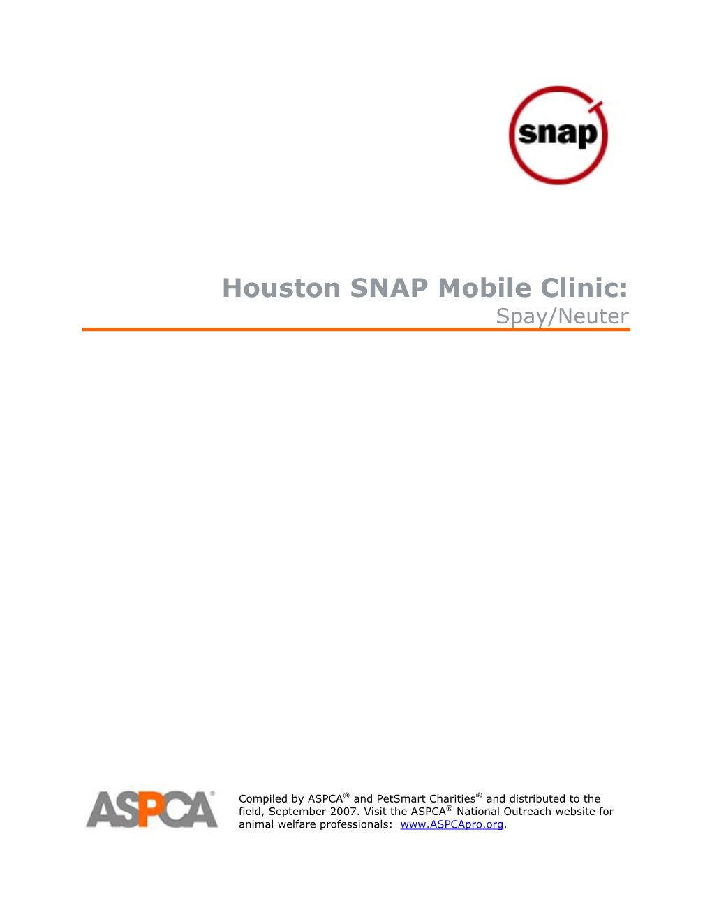 Houston SNAP Mobile Clinic: Spay/Neuter