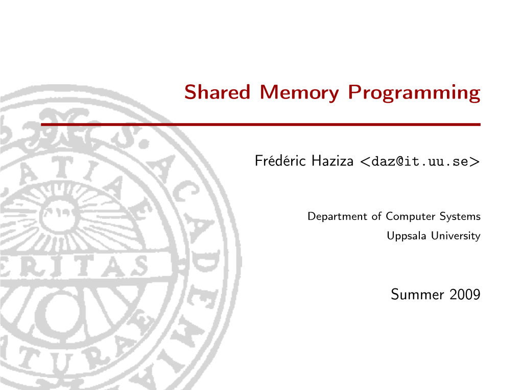 Shared Memory Programming