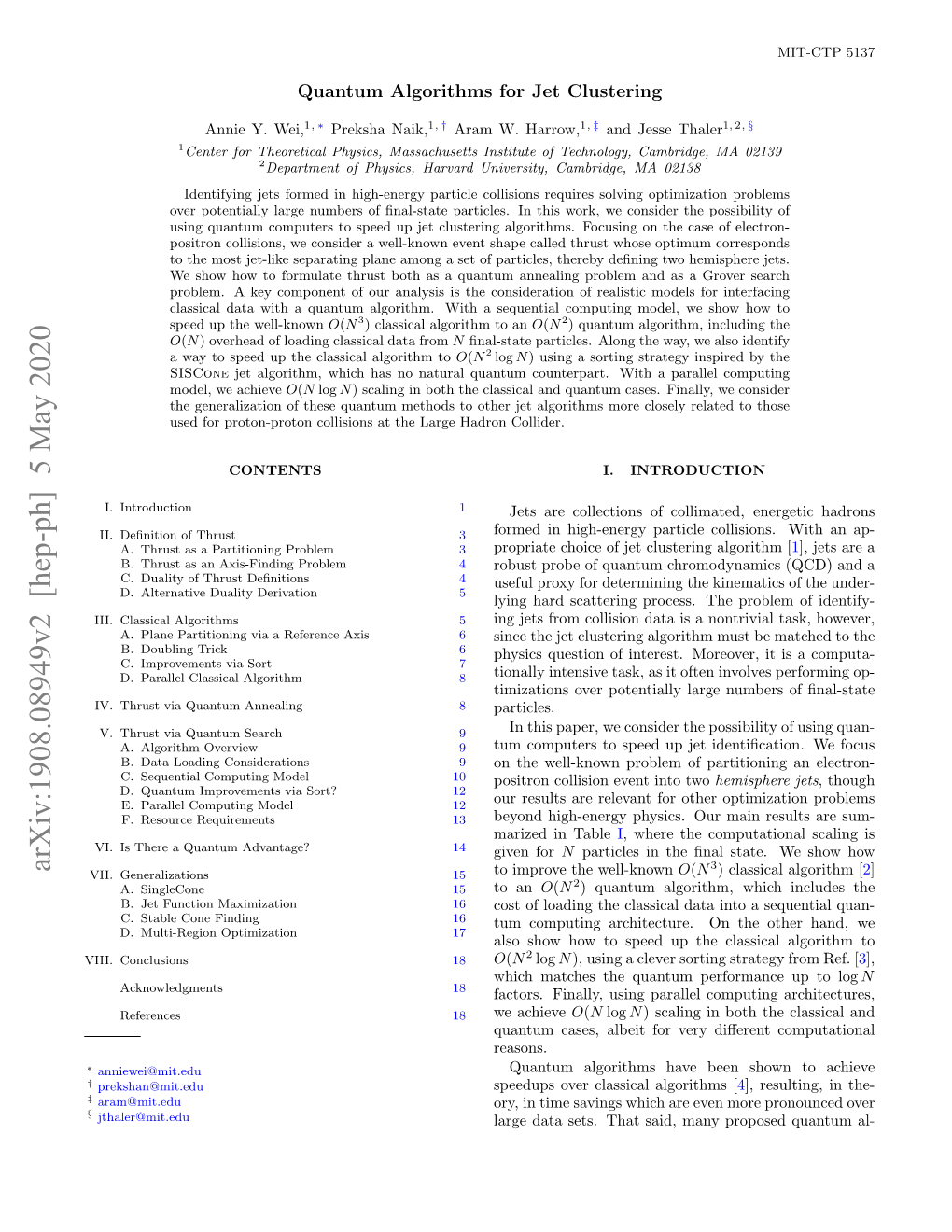 Arxiv:1908.08949V2 [Hep-Ph] 5 May 2020 VII