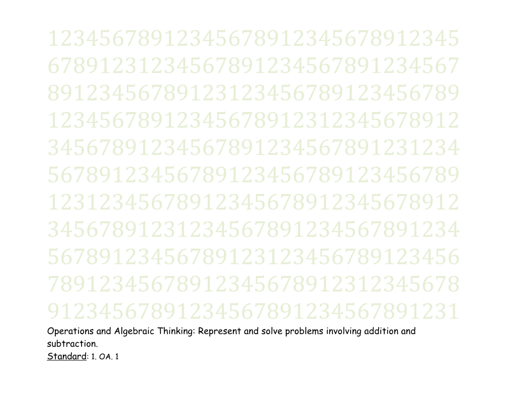 Operations and Algebraic Thinking: Represent and Solve Problems Involving Addition And