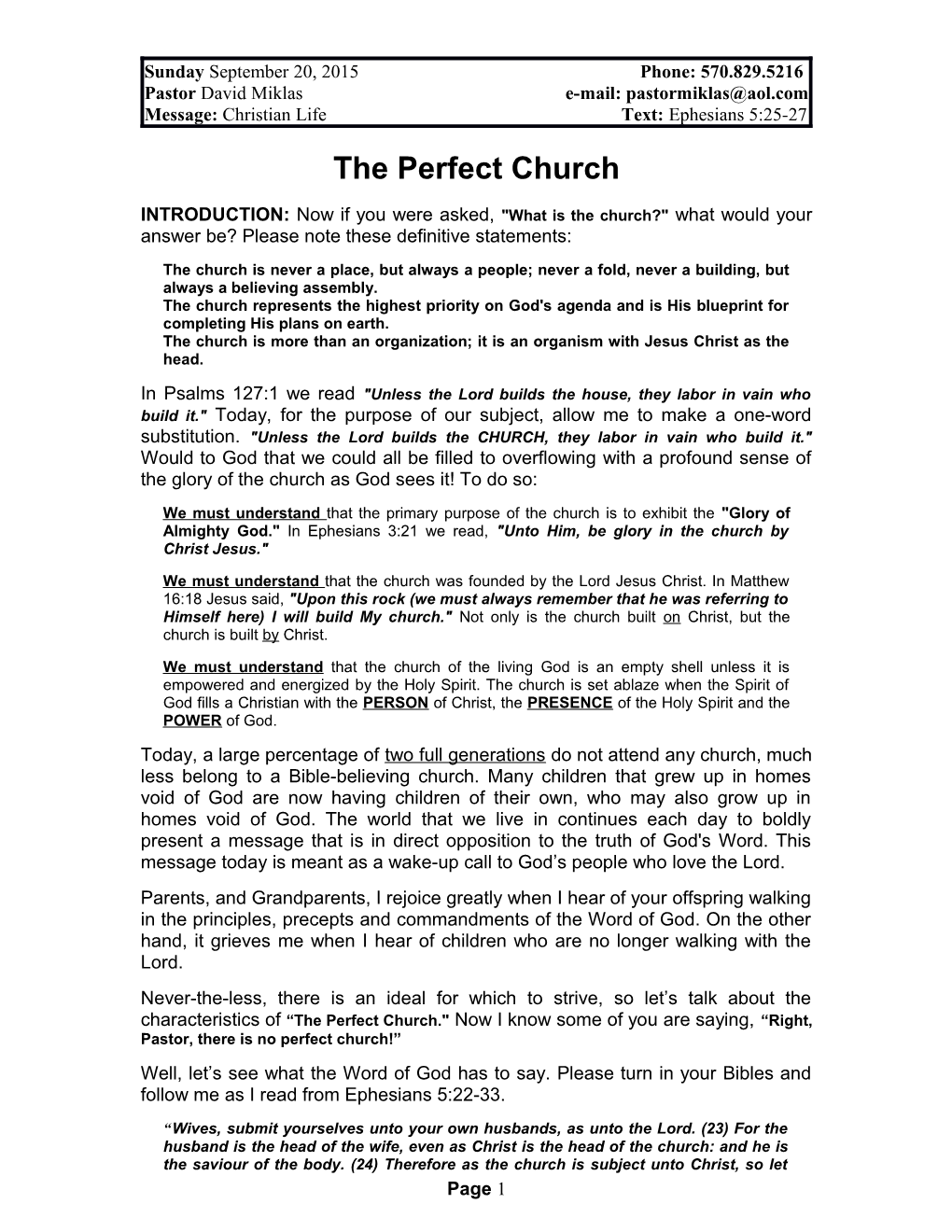 The Perfect Church