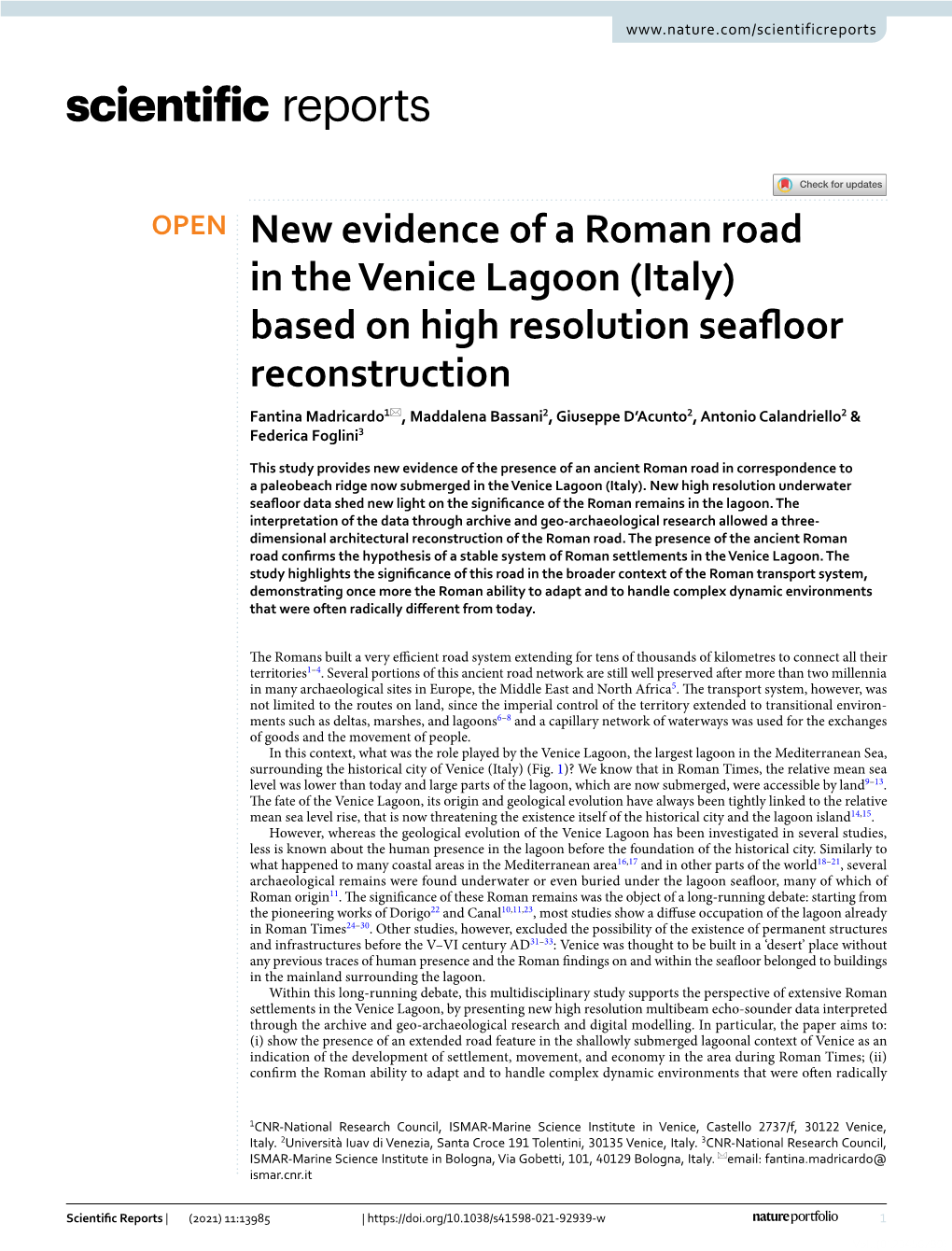 New Evidence of a Roman Road in the Venice Lagoon (Italy)