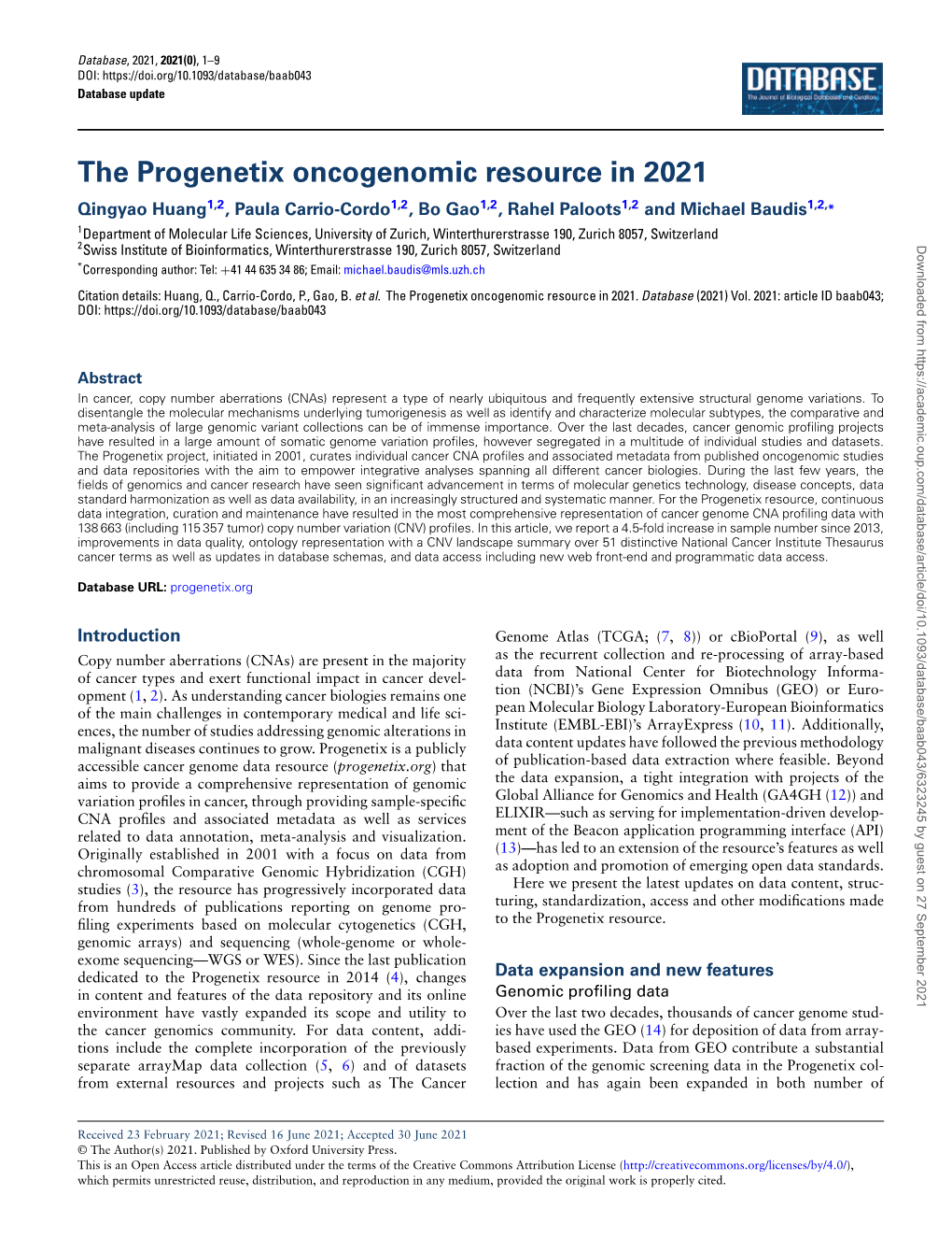 The Progenetix Oncogenomic Resource in 2021