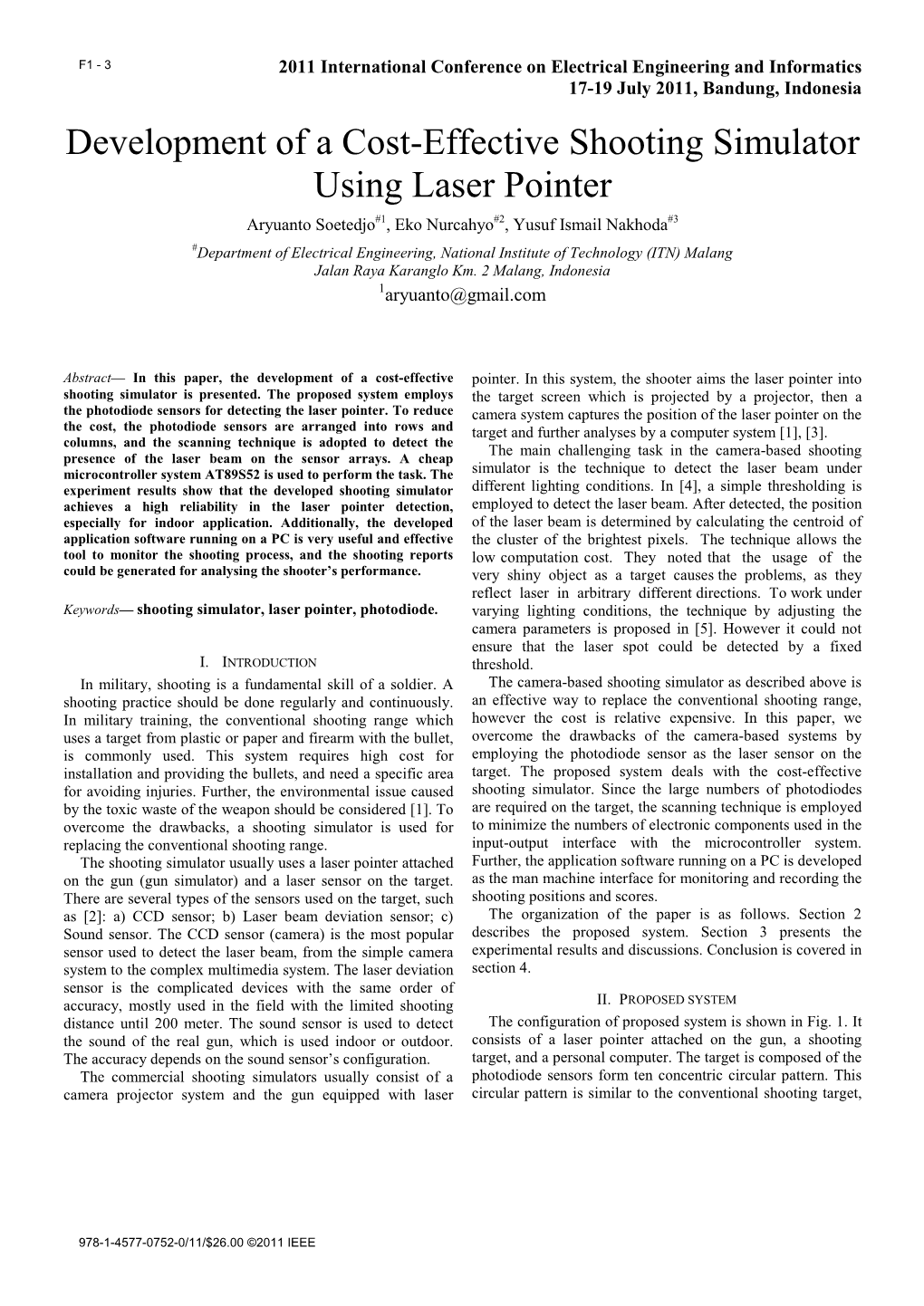 Development of a Cost-Effective Shooting Simulator Using Laser