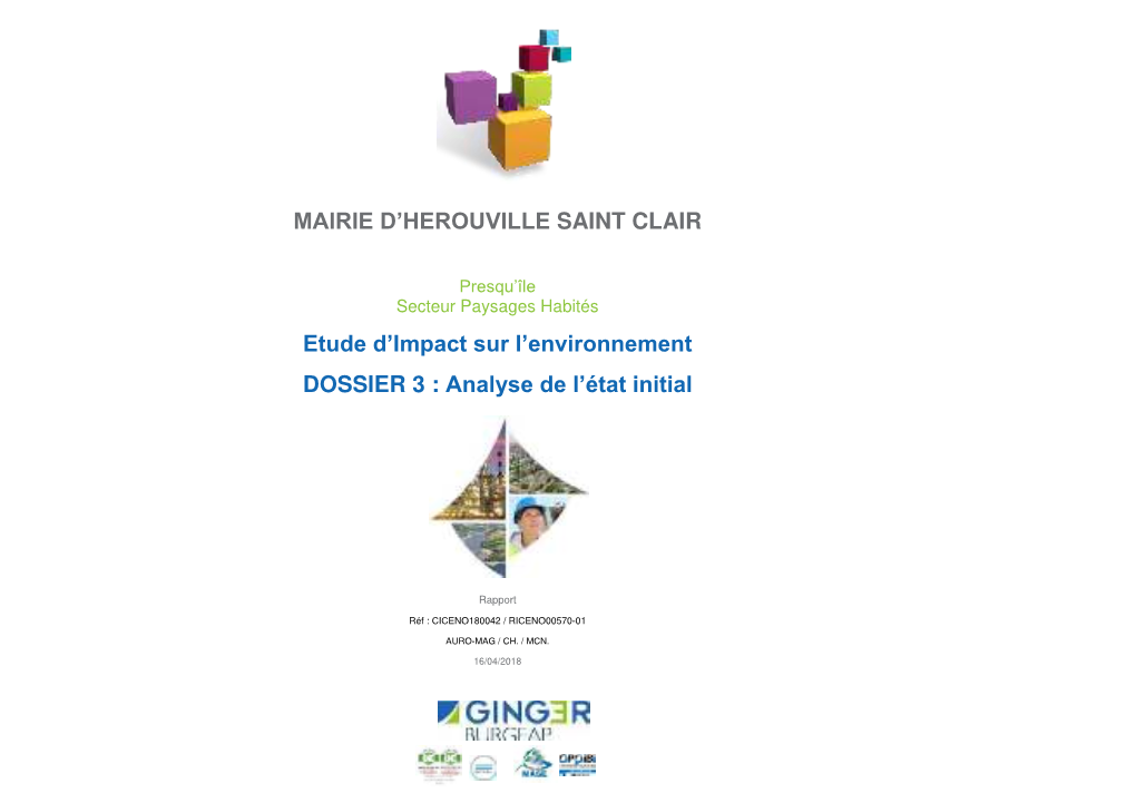 Etude D'impact Sur L'environnement DOSSIER 3 : Analyse De L'état Initial