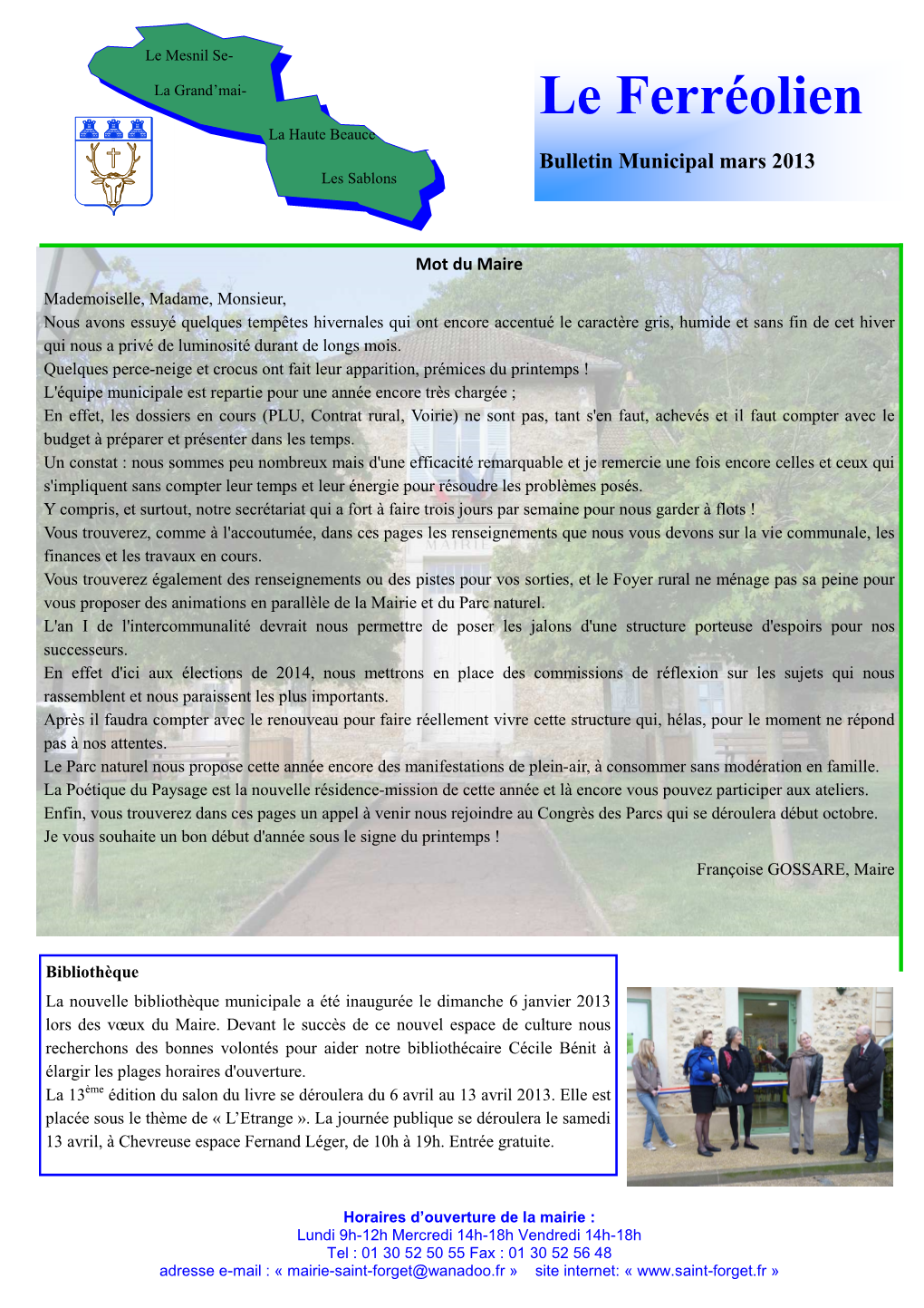 Le Ferréolien La Haute Beauce Bulletin Municipal Mars 2013 Les Sablons