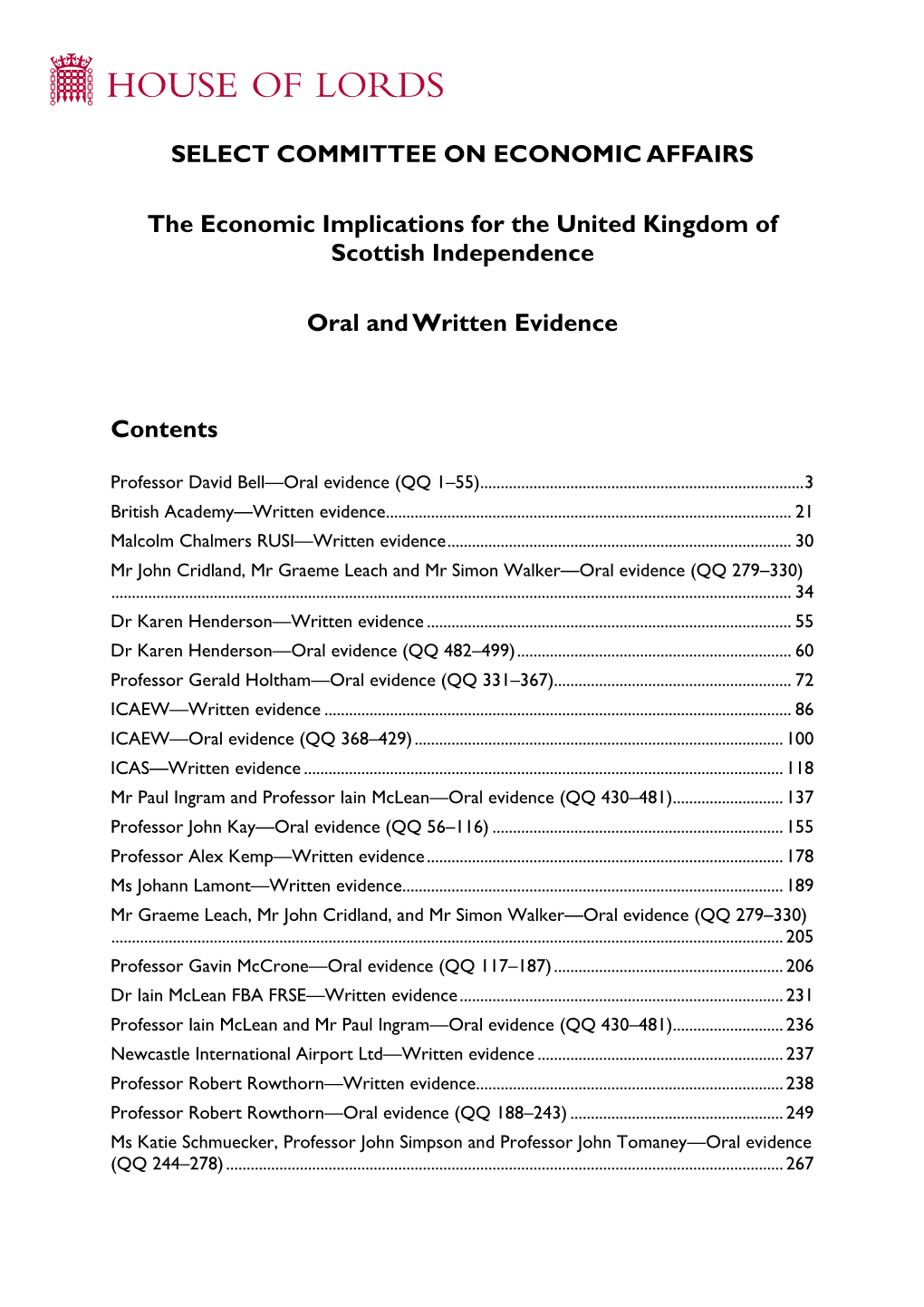 Select Committee on Economic Affairs