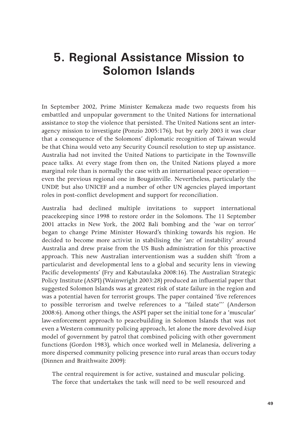 5. Regional Assistance Mission to Solomon Islands