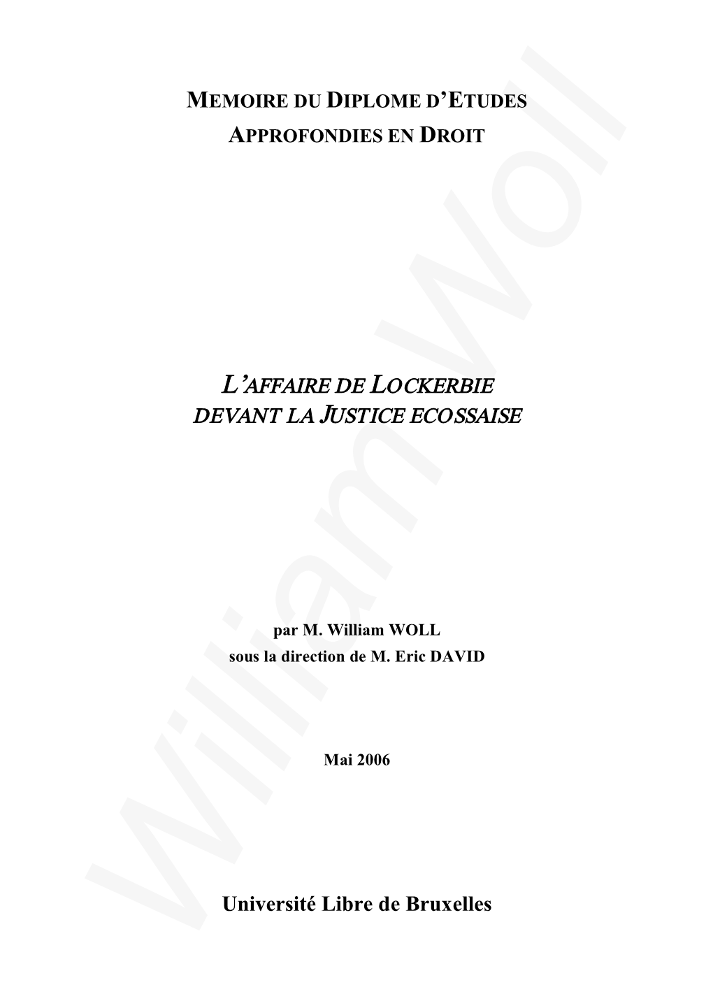 L'affaire De Lockerbie