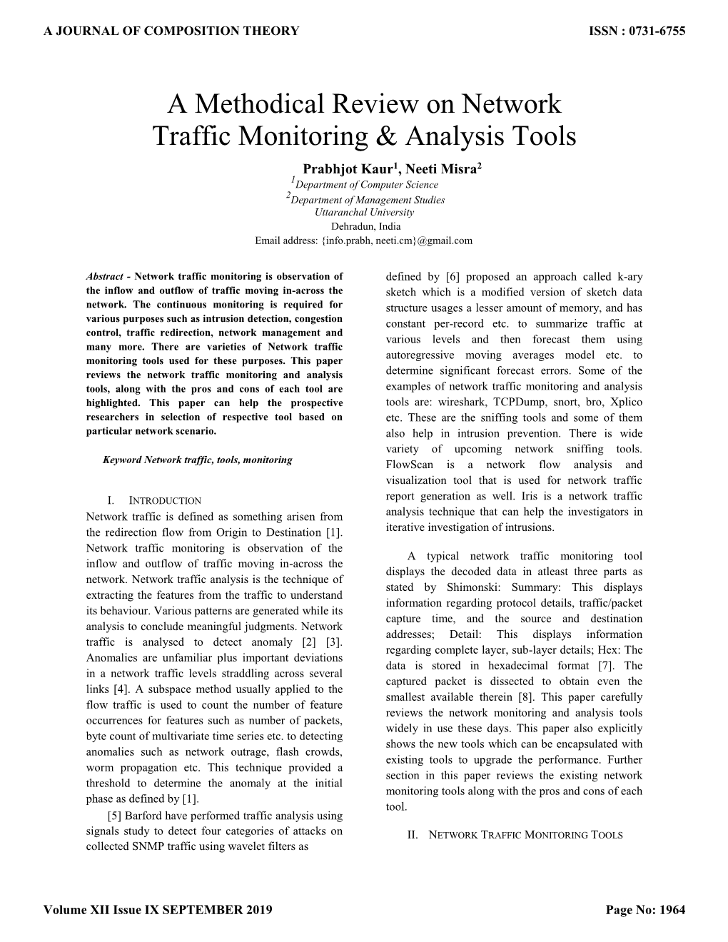 A Methodical Review on Network Traffic Monitoring & Analysis Tools
