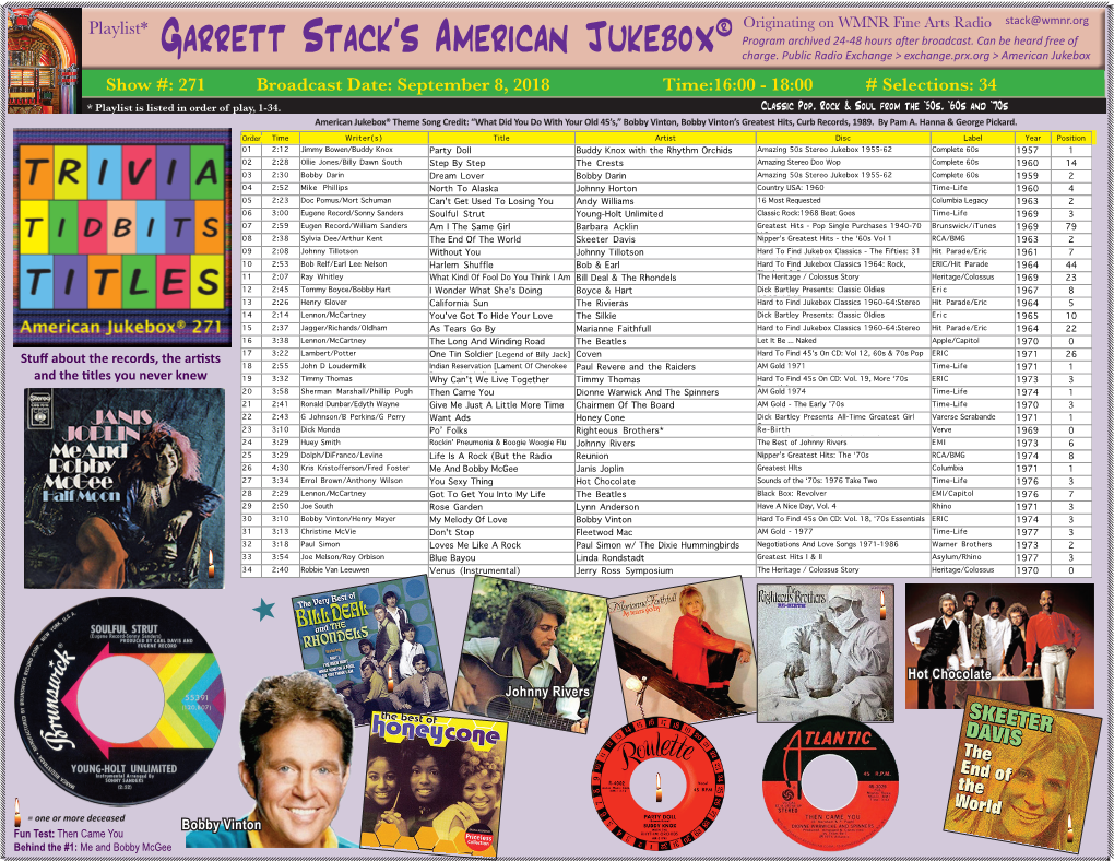 Garrett Stack's American Jukebox®Originating on WMNR Fine Arts