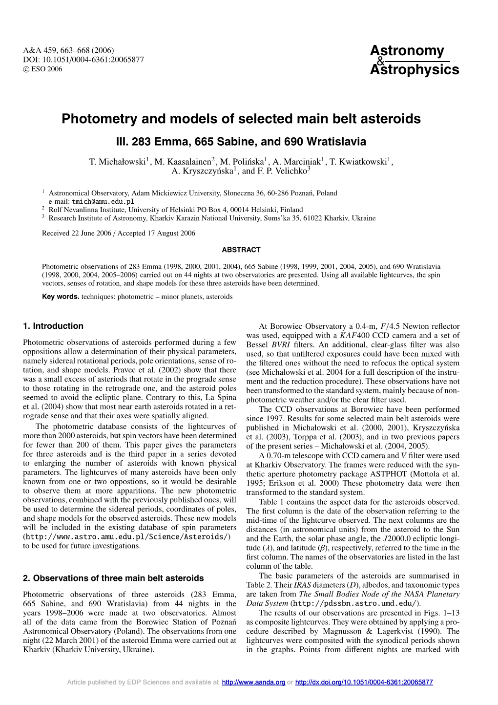 Photometry and Models of Selected Main Belt Asteroids III