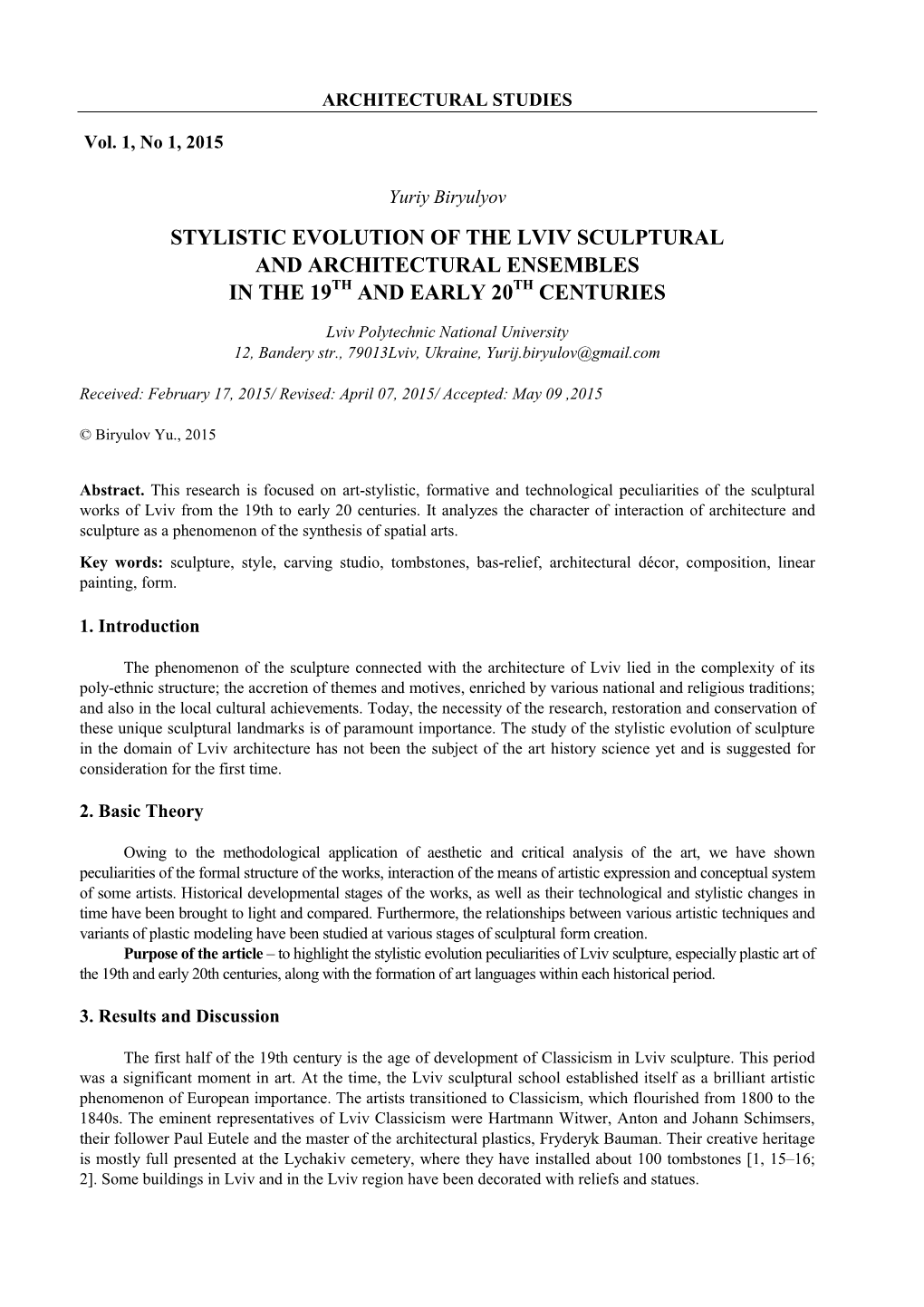 Stylistic Evolution of the Lviv Sculptural and Architectural Ensembles in the 19Th and Early 20Th Centuries