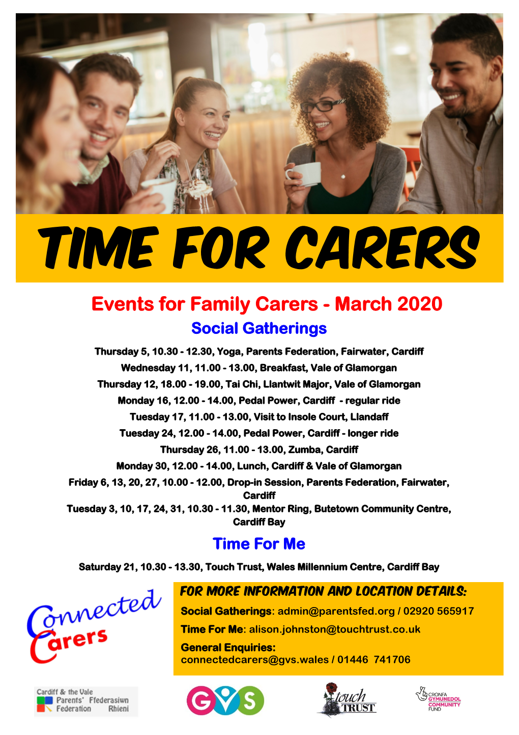 TIME for CARERS Events for Family Carers - March 2020 Social Gatherings
