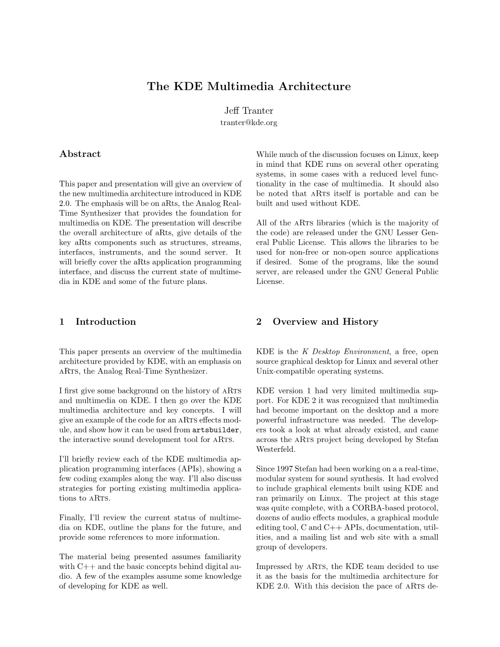 The KDE Multimedia Architecture