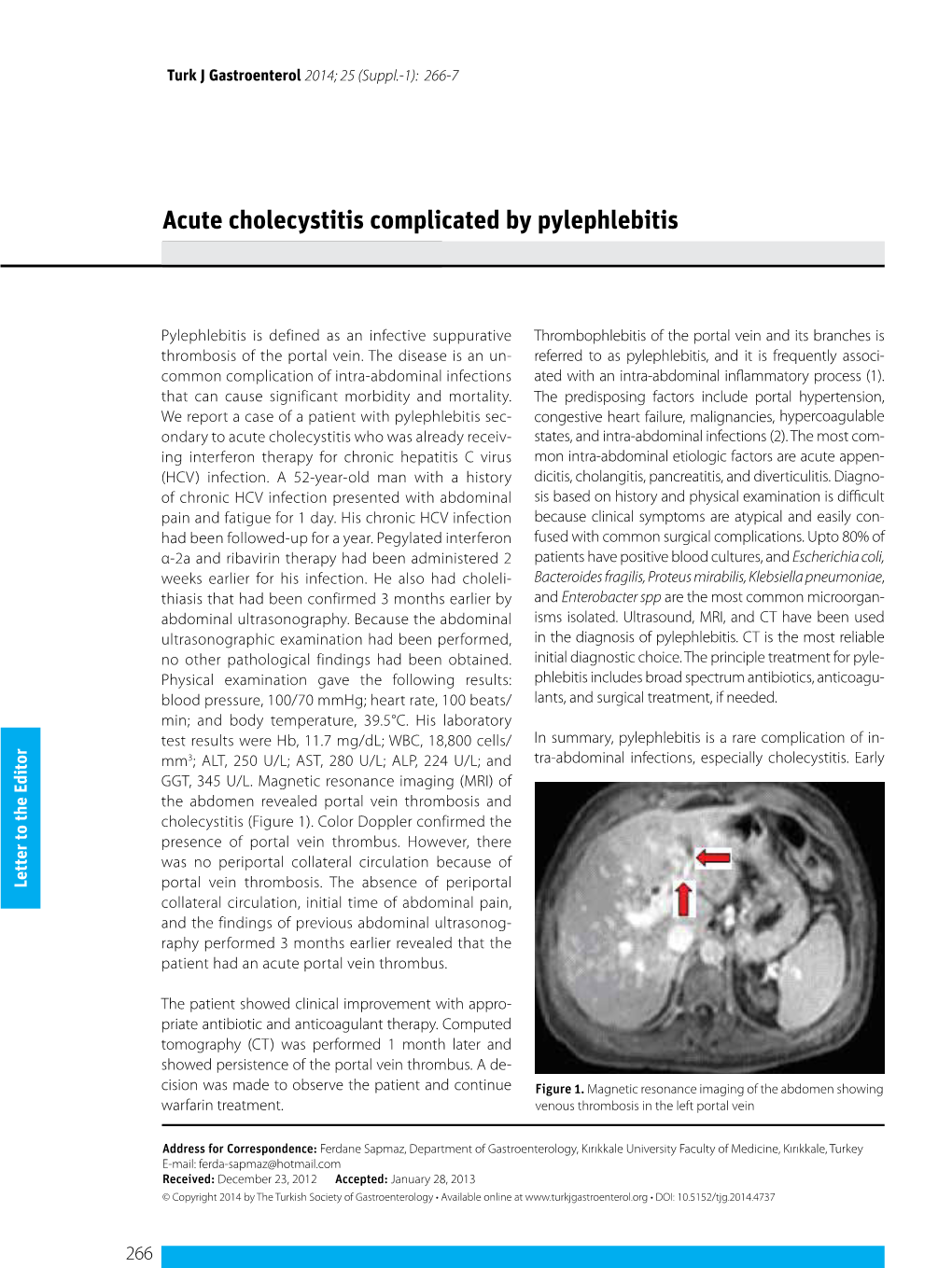 Acute Cholecystitis Complicated by Pylephlebitis Xxxxxxxxxxxxxxx