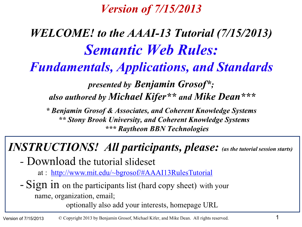 Talk-Aaai13-Rules-Tutorial.Pdf