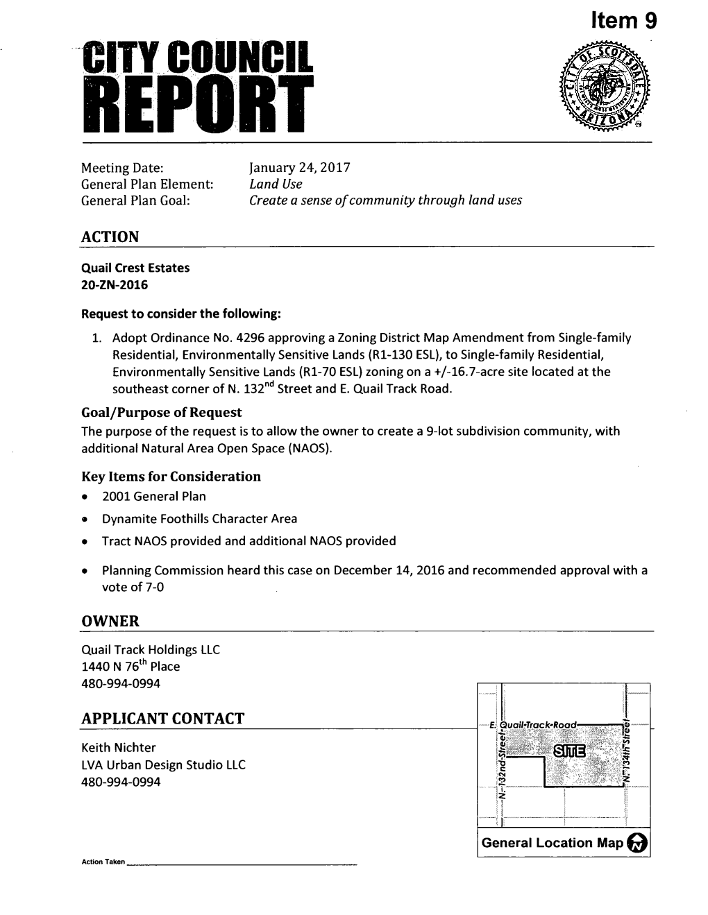 Quail Crest Estates 20-ZN-2016