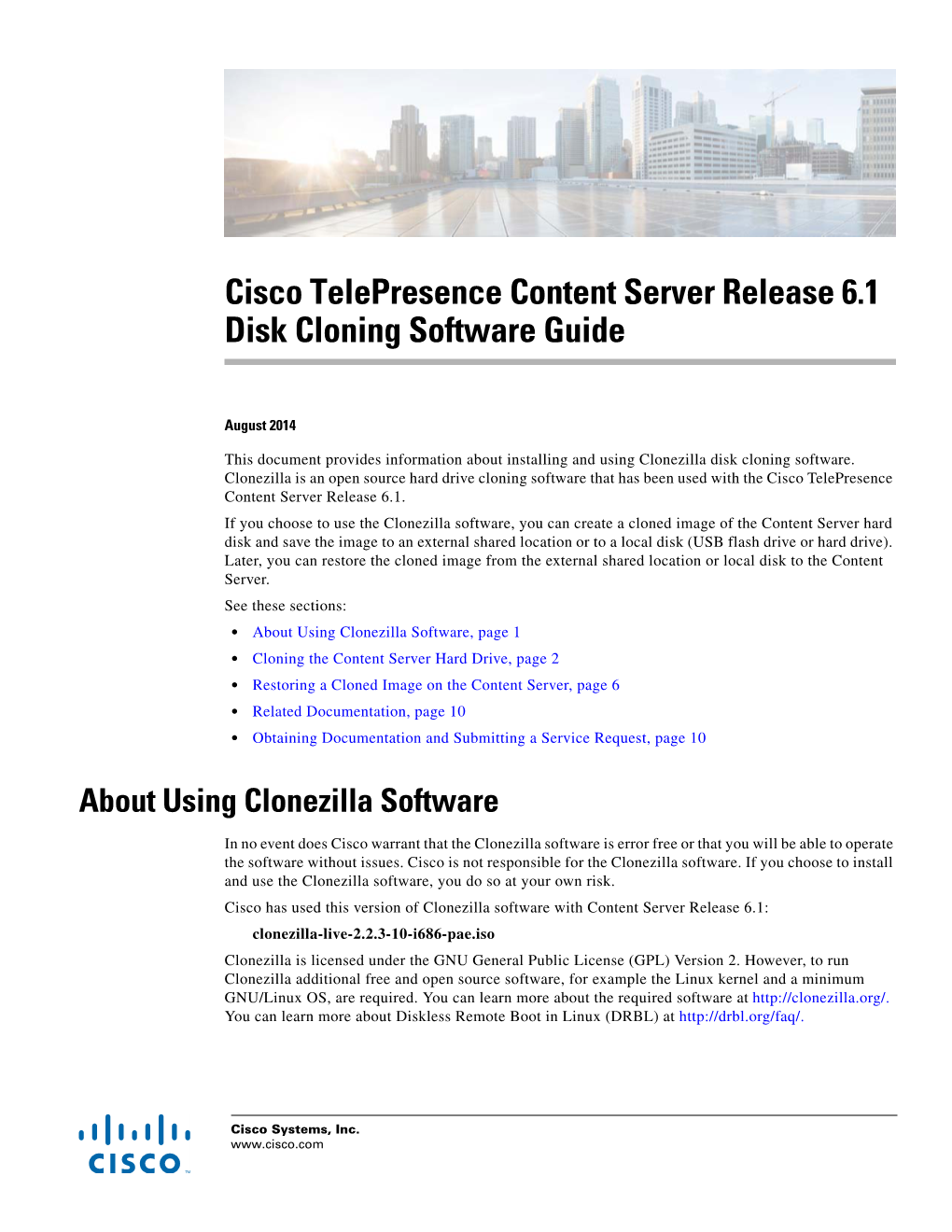 Cisco Telepresence Content Server Release 6.1 Disk Cloning Software Guide