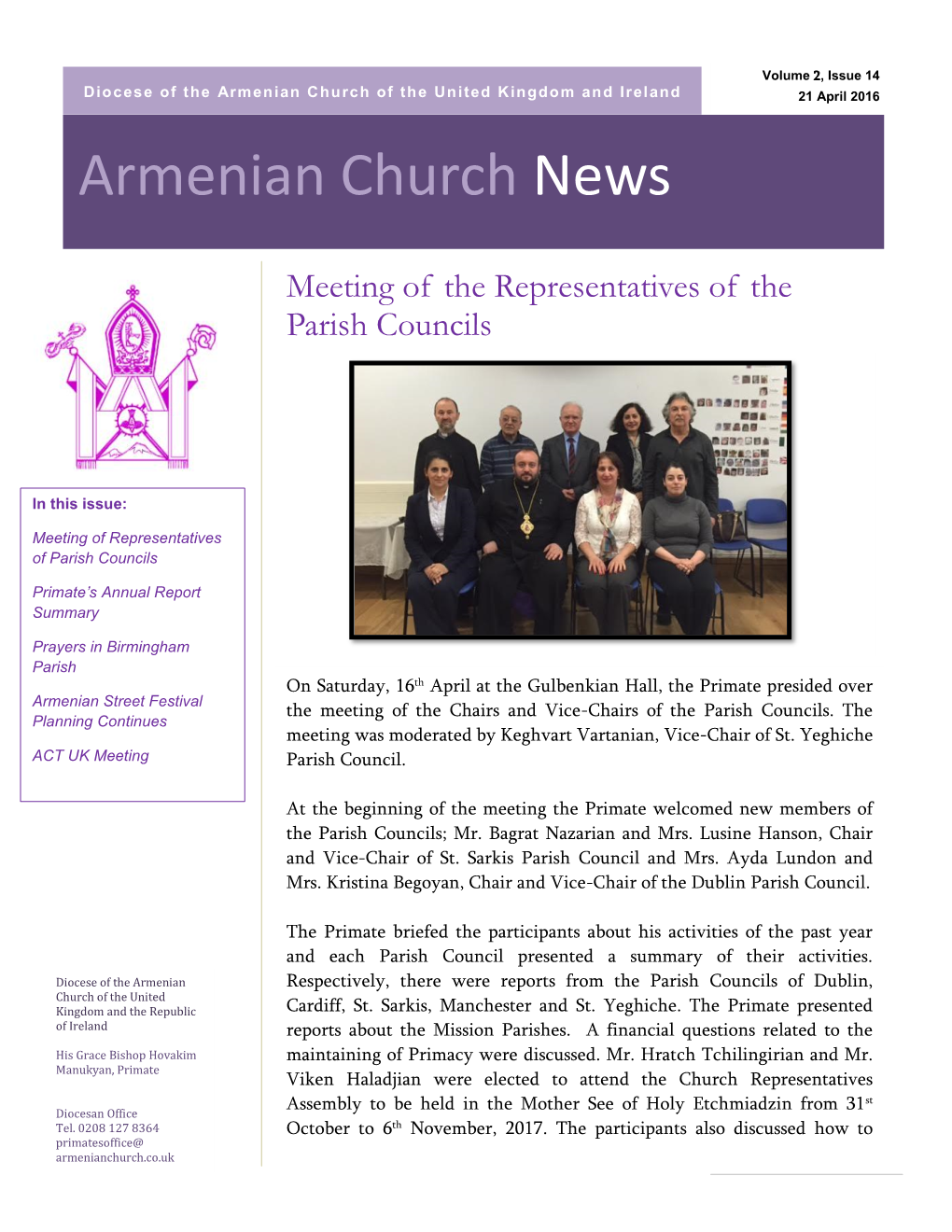 Armenian Church News