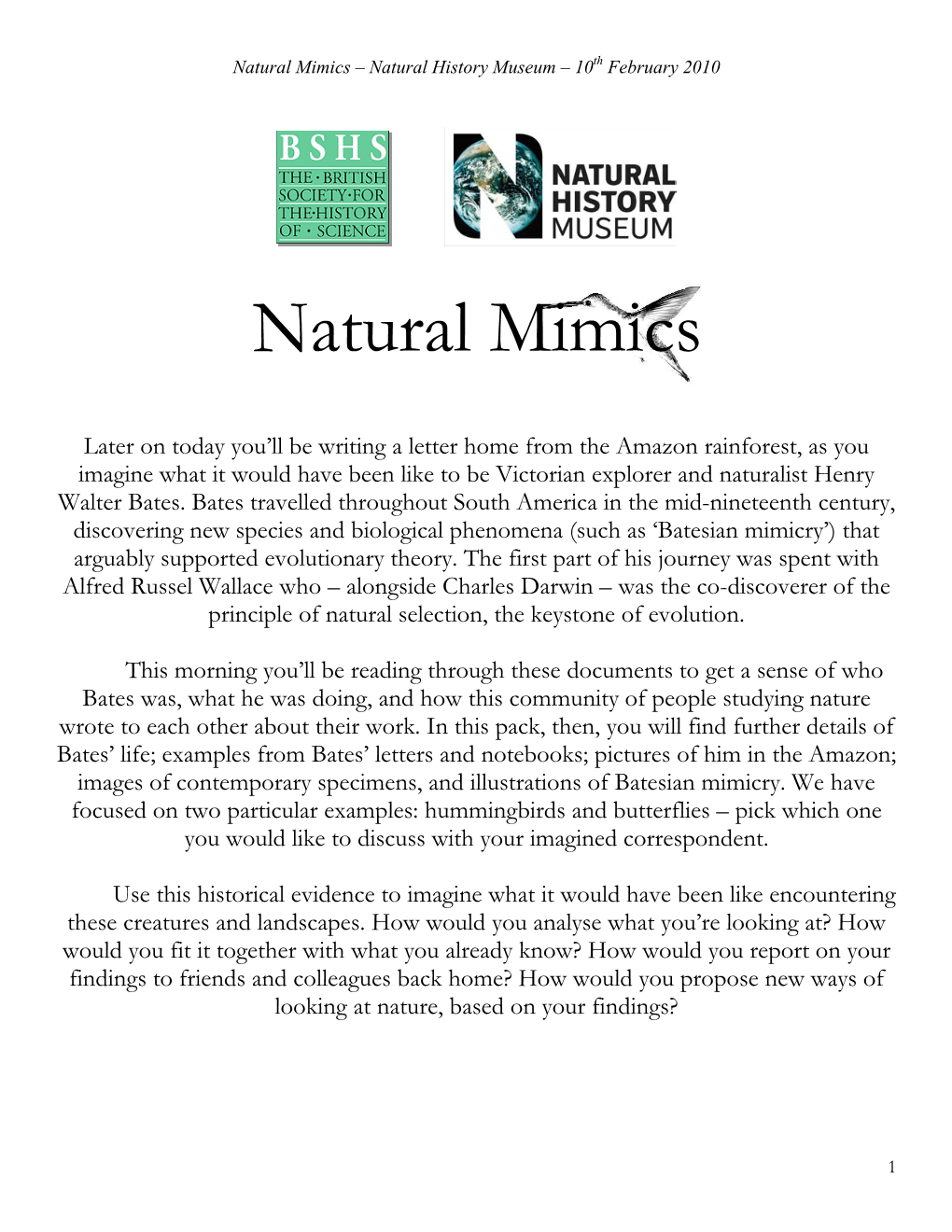 Natural Mimics – Natural History Museum – 10Th February 2010