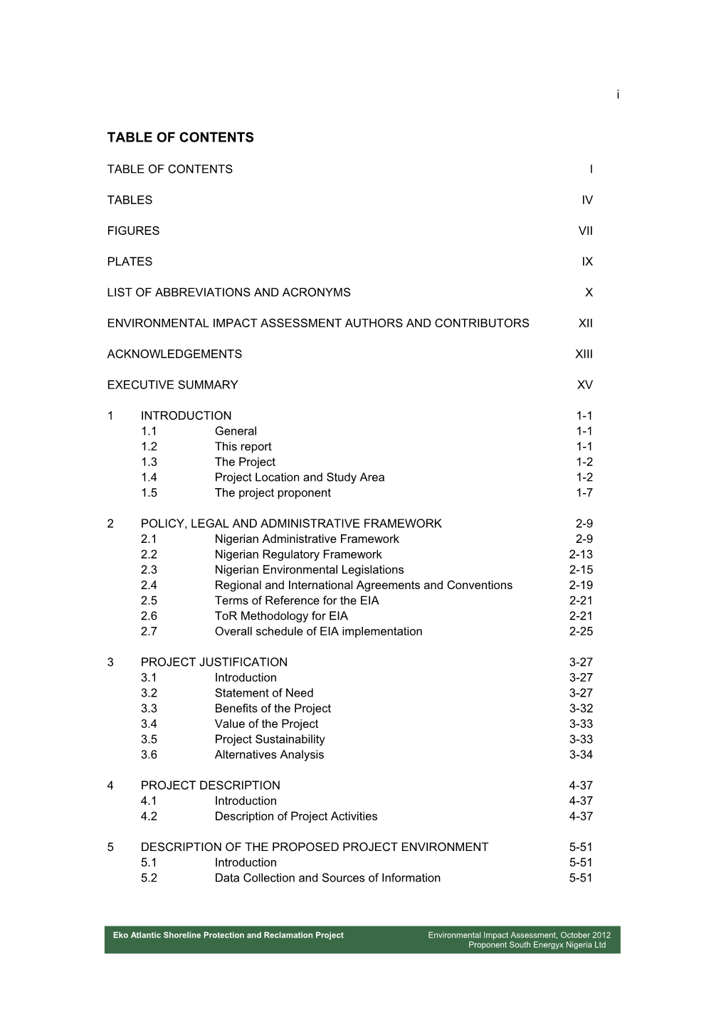 EKO ATLANTIC PHASE I Final EIA Report