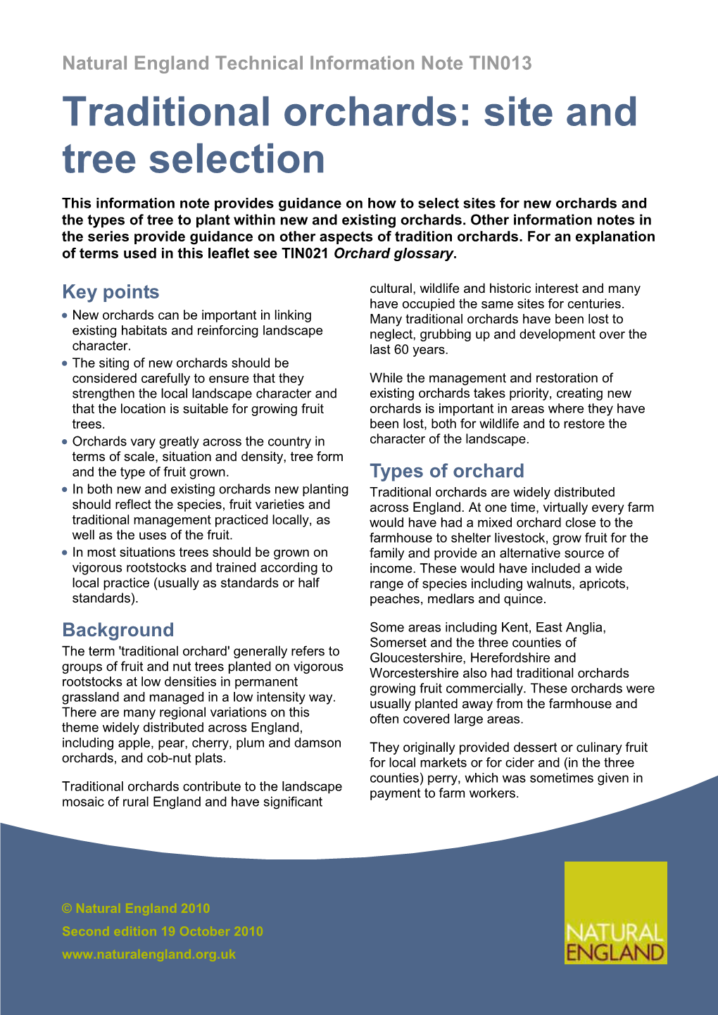 Traditional Orchards: Site and Tree Selection